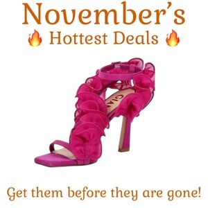 Gianni Bini FRANZ Suede Chiffon Ruffle Dress Sandal Fuschia